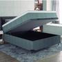 Imagem de Cama Box Baú Casal Colchão Molas Ensacadas Ômega 138x188x73cm Cinza / Branco Hellen - Suporta até 110kg por Pessoa