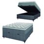 Imagem de Cama Box Baú Casal Colchão Molas Ensacadas Ômega 138x188x73cm Cinza / Branco Hellen - Suporta até 110kg por Pessoa