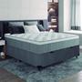 Imagem de Cama Box Baú Casal Colchão Molas Ensacadas Ômega 138x188x73cm Cinza / Branco Hellen - Suporta até 110kg por Pessoa