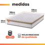 Imagem de Cama Box Baú Casal Colchão Molas Ensacadas Real 138x188x68cm Branco / Bege - Suporta até 130Kg