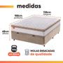 Imagem de Cama Box Baú Casal Colchão Molas Ensacadas Real 138x188x68cm Branco / Bege - Suporta até 130Kg