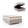 Imagem de Cama Box Baú Casal Colchão Molas Ensacadas Real 138x188x68cm Branco / Bege - Suporta até 130Kg