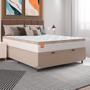 Imagem de Cama Box Baú Casal Colchão Molas Ensacadas Real 138x188x68cm Branco / Bege - Suporta até 130Kg