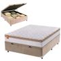 Imagem de Cama Box Baú Casal Colchão Molas Ensacadas Real 138x188x68cm Branco / Bege - Suporta até 130Kg