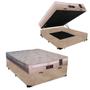 Imagem de Cama Box Baú Casal Conforto Suede Bege + Colchão Casal Conforto Espuma D23 Com EPS 17x138x188
