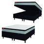 Imagem de Cama Box Baú Casal Queen Colchão Molas Ensacadas Real 158x198x68cm Cinza / Preto - Suporta até 130Kg Por Pessoa