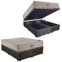 Imagem de Cama Box Baú Casal Suede Bipartido + Colchão Ortobom Airtech Molas Ensacadas 138x188x65