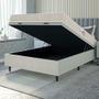 Imagem de Cama Box Baú Colchão Casal Espuma D33 New Millenium 138x188x60cm Branco / Bege Hellen - Suporta até 120kg por Pessoa