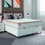 Imagem de Cama Box Baú Colchão Casal King Molas Ensacadas Real 193x203x68cm Branco / Bege Linho Inducol - Suporta até 130kg por Pessoa