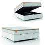 Imagem de Cama Box Baú Colchão Casal King Molas Ensacadas Real 193x203x68cm Branco / Bege Linho Inducol - Suporta até 130kg por Pessoa