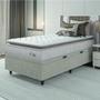 Imagem de Cama Box Baú Colchão Solteiro Molas Ensacadas City Pillow Top 88x188x64cm Branco / Bege Hellen - Suporta até 110kg por Pessoa
