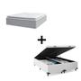 Imagem de Cama Box Baú King 193 Tecido Sintético Branco Com Colchão Nazar Molas Ensacadas com Pillow Top - Bello Box - Conforto (Espuma da Nasa) Viscoeslástico D33 Cinza