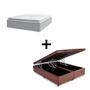Imagem de Cama Box Baú Queen 158 Tecido Sintético Marrom Com Colchão Nazar Molas Ensacadas Pillow Top Conforto Espuma da Nasa Viscoeslástico D33 Cinza