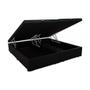 Imagem de Cama Box Baú Queen Convencional Suede Preto Bipartido Com Pistão A Gás - 158x198x41