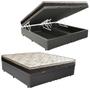 Imagem de Cama Box Baú Queen Sintético Bipartido +  Colchão Elegance Ortopédico Espuma D33 Extra Firme 158x198x63