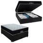 Imagem de Cama Box Baú Queen Suede Bipartido + Colchão Airtech Molas Ensacadas Antares Ortobom 158x198x71 Preto