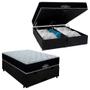 Imagem de Cama Box Baú Queen Suede Bipartido + Colchão Airtech Molas Ensacadas Antares Ortobom Preto 158cm