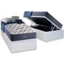 Imagem de Cama Box Baú Solteiro: Colchão Molas Anjos MasterPocket Ensacadas Blue Sea + Base CRC Courano Branco(88x188)