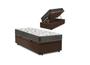 Imagem de Cama Box Baú Solteiro Conforto Sintético Marrom + Colchão Solteiro Conforto Espuma D33  20x88x188