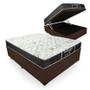 Imagem de Cama Box Baú Viúva 128 Tecido Sintético Marrom com Colchão De Molas - Probel Sleep Black