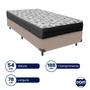 Imagem de Cama Box Camurça Solteiro Bege e Colchão Misto ISO 100 Espuma Ortobom