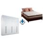 Imagem de Cama Box Casal + Colchão Classic + Guarda Roupa Imaginare 6.4 Branco