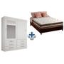 Imagem de Cama Box Casal + Colchão Classic + Guarda Roupa Sonare Branco