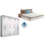 Imagem de Cama Box Casal + Colchão King Best + Guarda Roupa Master 8.6 Branco