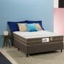 Imagem de Cama Box Casal Molas Ensacadas Espuma D20 Gazin Flora 138x188x49cm Poliester Bordado Marrom/Branco