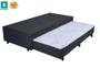 Imagem de Cama Box Casal Suede Preto Com Colchão Auxiliar De Espuma D28 + colchão mola 20cm