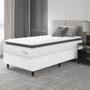 Imagem de Cama Box Colchão Solteiro Molas Ensacadas City Pillow Top 88x188x61cm Linho Branco / Preto Hellen - Suporta até 110kg por Pessoa