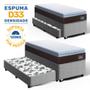 Imagem de Cama Box com Colchão de Espuma D33 Pillow Top Comfort Luxo + Auxiliar de Espuma Unique Solteiro 88cm