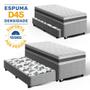 Imagem de Cama Box com Colchão de Espuma D45 Double Face Air Pro Força Anjos + Auxiliar de Espuma Unique Solteiro 88x188x70cm