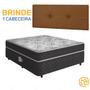 Imagem de Cama Box Conjugada Casal Ortopédica D26 Unique + Cabeceira Painel Iris Marrom