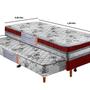 Imagem de Cama Box Conjugada Solteiro D-28 com Auxiliar 188x88x59 Vermelho/Branco