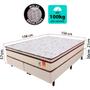 Imagem de Cama Box Queen Colchão Molas Ensacadas + Box Microfibra Bege BF 158x198x57cm 