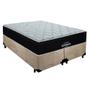 Imagem de Cama Box Queen Suede Bipartido + Colchão Airtech Molas Ensacadas Antares Ortobom 158cm Bege