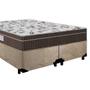 Imagem de Cama Box Queen Suede Bipartido + Colchão Espuma Orthoface Polar 158x198x65cm - Suporta Até 120kg Por Pessoa Bege