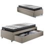 Imagem de Cama Box Solteirão com Gaveta 88x188cm Revestida em Linho Bege com Colchão Gransleep Ecoflex