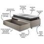 Imagem de Cama Box Solteirão com Gaveta 88x188cm Revestida em Linho Bege com Colchão Gransleep Ecoflex