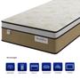 Imagem de Cama Box Solteiro c/ Colchão Smart Flex D26 de Molas Ensacadas 108x198 Bege/Branco - Plumatex