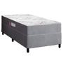Imagem de Cama Box Solteiro Colchão Espuma Egito 88x188x57cm Cinza / Branco Portobel - Suporta até 100kg por Pessoa