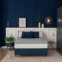 Imagem de Cama Box Solteiro com Guarda Objetos Azul com Colchão Guldi Dream Mola Ensacada (30x88x188) Cinza e Branco