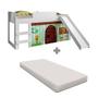 Imagem de Cama Cabaninha Com Escorregador E Colchão Solteiro Branco Playful Shop JM