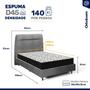 Imagem de Cama + Cabeceira Genebra Bouclé com Colchão de Espuma D45 Ortobom Airtech 150 D45 Solteiro 88cm