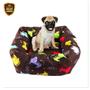 Imagem de Cama Caminha Pet Pequeno Porte Lavável 50cm x 50cm Para Cachorro e Gato Marrom Estampado