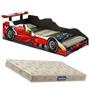 Imagem de Cama Carro Infantil Formula 1 Vermelho com Colchão Juvenil 100% MDF Quarto