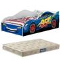 Imagem de Cama Carro Infantil McQueen Azul C/ Colchão juvenil 100% MDF Quarto