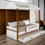 Imagem de Cama Casa Solteiro Lara Branca com LED, Aux, e 02 Colchões