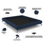 Imagem de Cama Casal King Base Box Pés de Ferro Estilo Industrial 210cm Otto P05 Veludo Azul Marinho - Lyam Decor